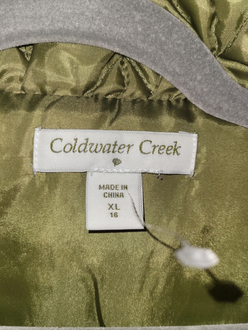Coldwater Creek Olive Quilted Sleeveless Vest - Picture 2 of 3